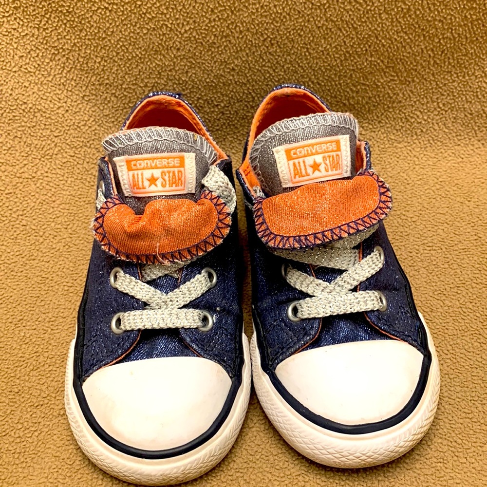 Converse Chuck Sneakers Toddler Denim Double Tongue Sparkle Glitter Shoes